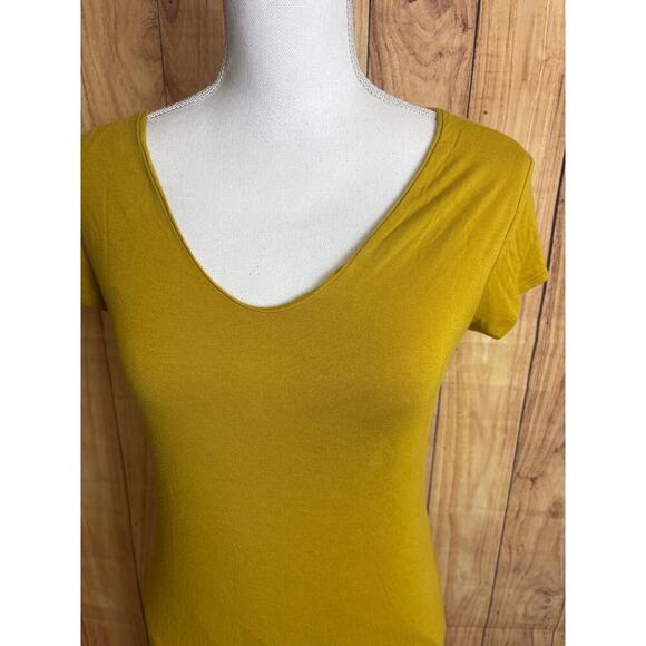 See You Monday BodyCon Dress, V neck, Mustard Yellow, Women's Size XL NEW - Picture 2 of 5